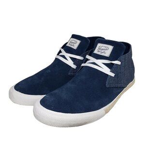 Penguin Munsingwear Mens Blue Suede Linen Lace Up Low Top Sneakers Shoes Sz 11.5